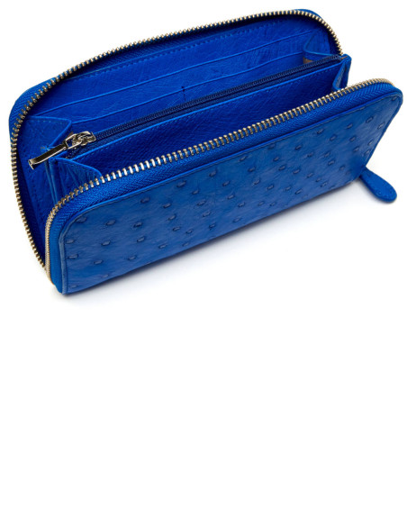 Portefeuille Femme en Cuir d'Autruche Véritable avec Fermeture Éclair – Élégant et Personnalisable