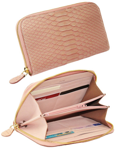 Portefeuille Femme zippé en Cuir Véritable de...