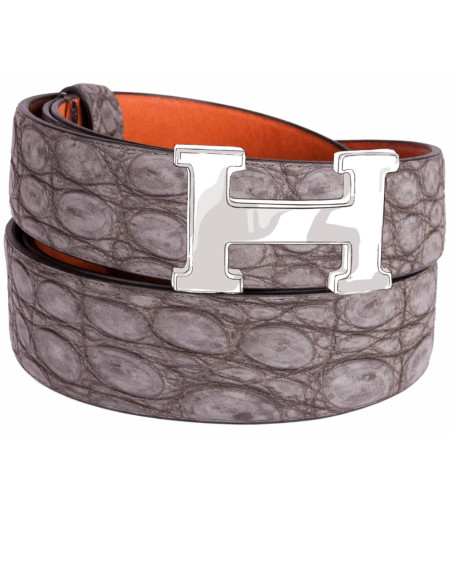 Sangle de ceinture en cuir ALLIGATOR NUBUCK pour kit de boucle Hermès H