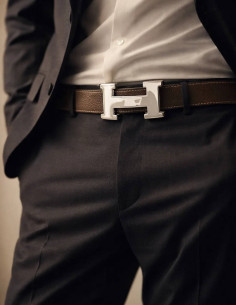 Gestepptes Kalbsleder-Gürtelband für HERMES Schnallengürtel-Set 2