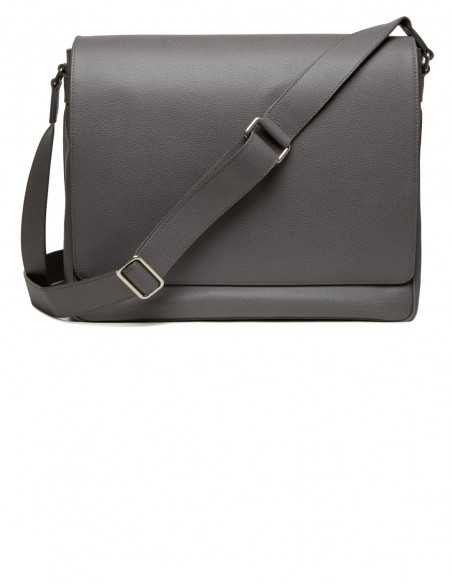 City Style Messenger Bag made of Italian Textured Calfskin with Laptop pocket