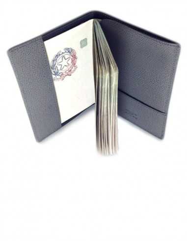 Luxury RFID-Blocking Passport Cover - Navy Blue - Granulated Calf Leather