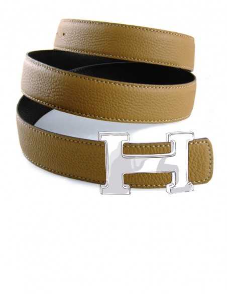 Belt Strap for H Buckle Leather Brown & Black