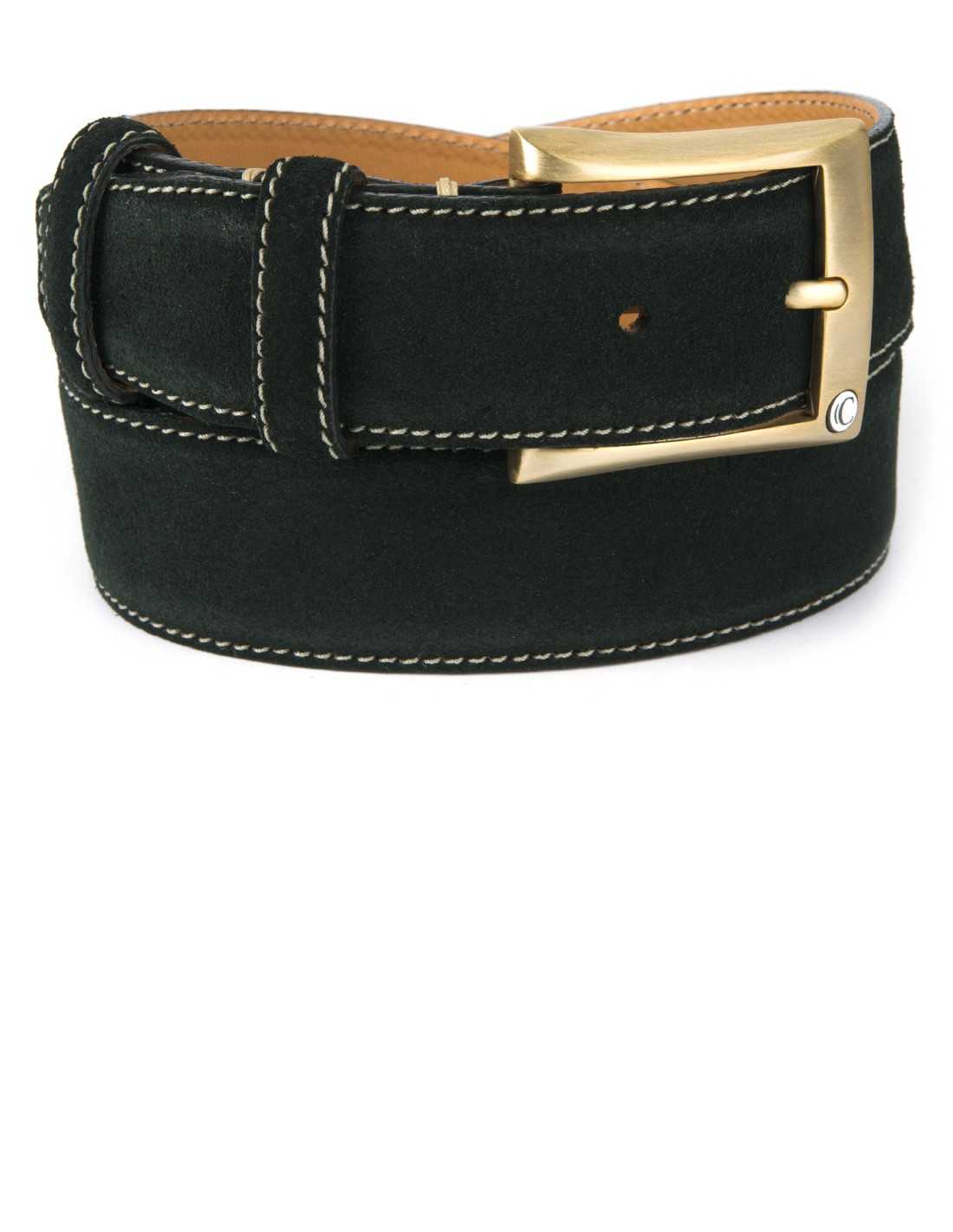 Gift Men's Premium Handmade Genuine Suede Brown Belt with Single-Prong Buckle 