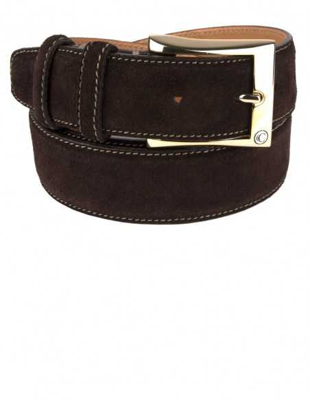 Casual Chocolare Brown Premium Suede Leather Men's Belt