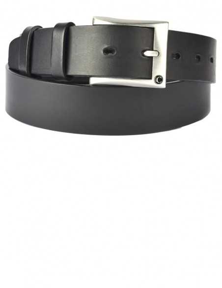 Casual Black Thick Raw Cut Buff Leather Men's Belt