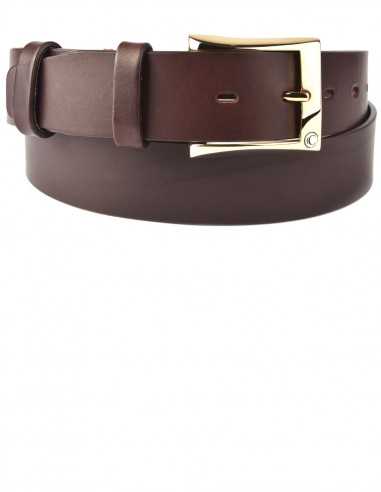 Casual Dark Tan Thick Raw Cut Buff Leather Men's Belt
