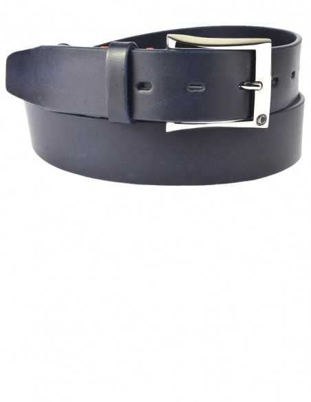 Casual Blue Thick Raw Cut Buff Leather Men's Belt