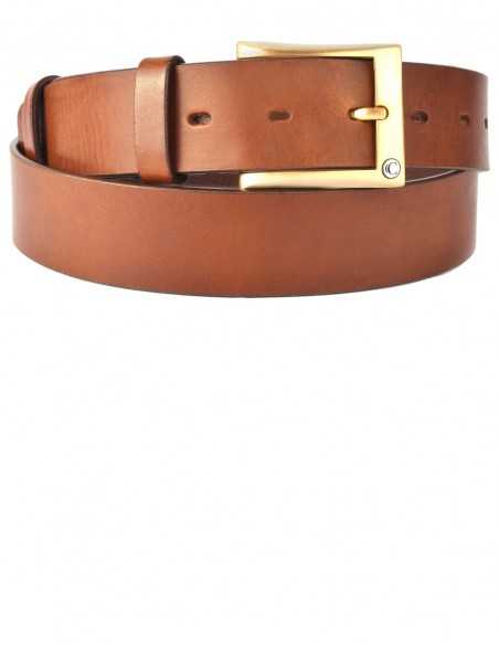 Casual Leather Brown Thick Raw Cut Buff Leather Men's Belt