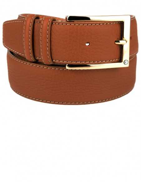 Classic Leather Brown Soft Grain Naturally Wrinkled Leather Men's Belt