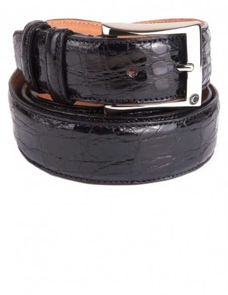 Exotic Black Glazed Alligator Men's Belt