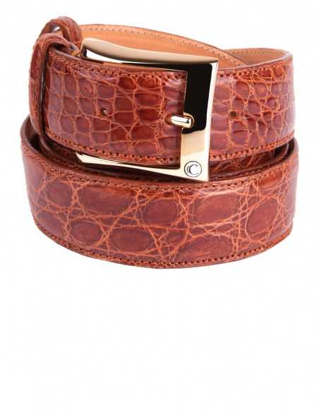 Cintura da Uomo in Coccodrillo Lucido: Altezza e Colori Personalizzabili