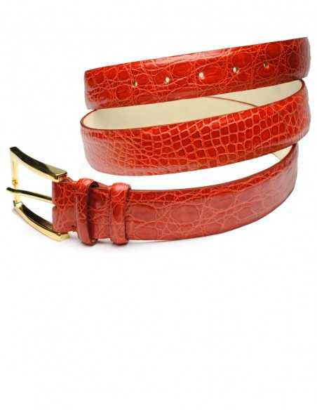Cintura da Uomo in Coccodrillo Lucido: Altezza e Colori Personalizzabili