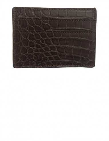Matte Dark Tan Alligator Card Case