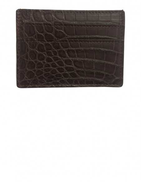 Matte Dark Tan Alligator Card Case