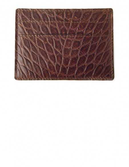 Matte Brown Alligator Card Case