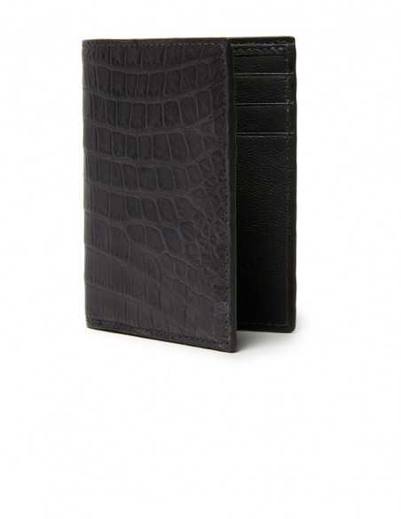Matte Alligator Compact Vertical Wallet