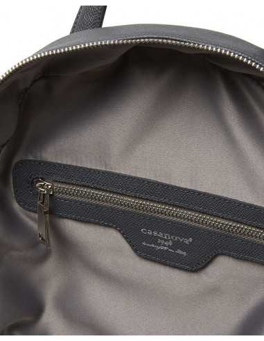 Zaino in pelle nero con fodera in raso