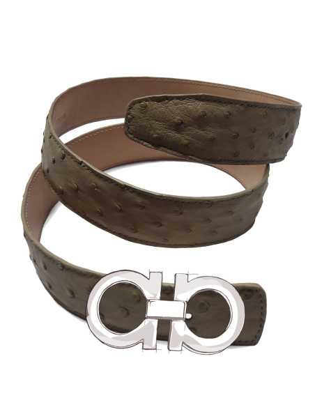 OSTRICH Belt Strap for SALVATORE FERRAGAMO Gancini Buckle