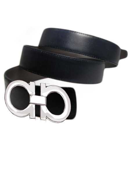 Cintura Double Face in VITELLO LISCIO per Fibbie Gancini SALVATORE FERRAGAMO