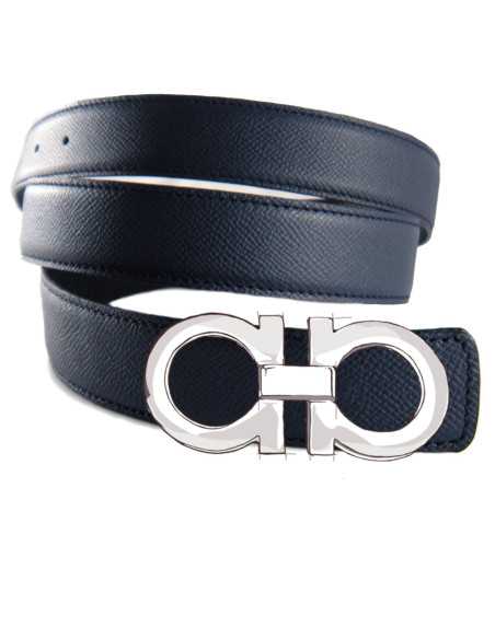 Double-Face-Gürtel aus BEDRUCKTEM KALBSLEDER für SALVATORE FERRAGAMO Gancini-Schnallen