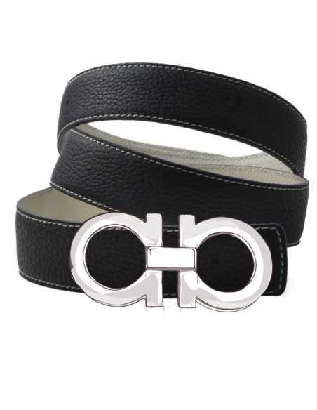 Double-Face-Gürtel aus BEDRUCKTEM KALBSLEDER für SALVATORE FERRAGAMO Gancini-Schnallen