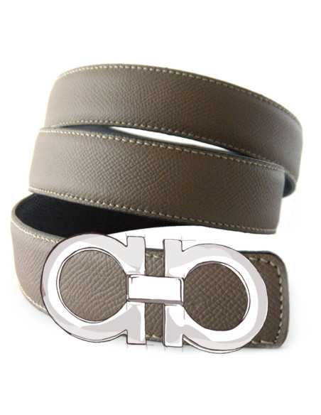 Double-Face-Gürtel aus BEDRUCKTEM KALBSLEDER für SALVATORE FERRAGAMO Gancini-Schnallen