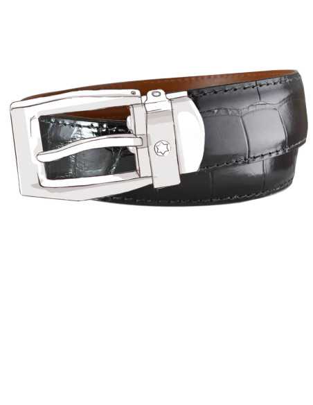 Cinturón de Cuero de Cocodrilo Negro para Hebillas MONTBLANC