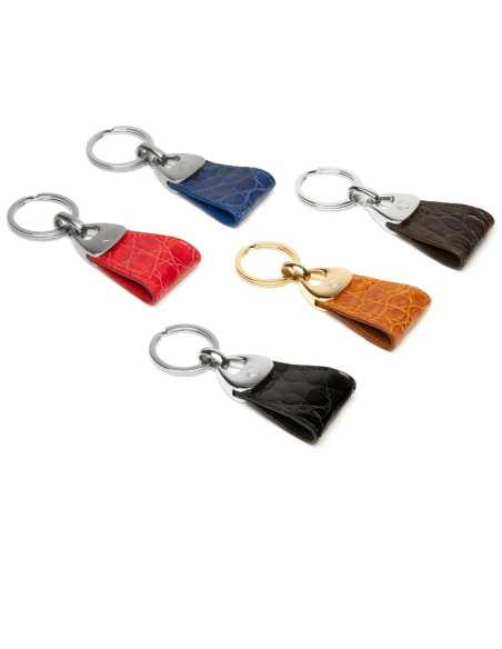 Llavero Compacto de Cuero de Cocodrilo - Elegante y Personalizable