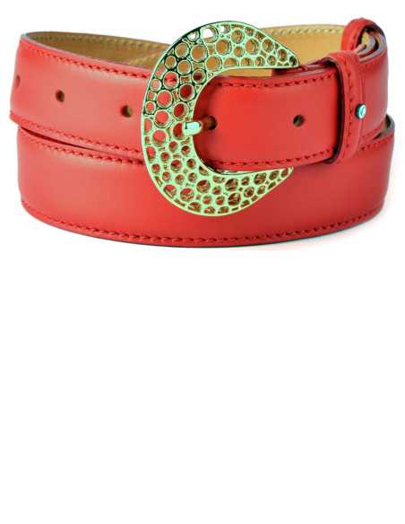 Cintura Donna in Pelle Liscia Pieno Fiore Box - Eleganza e Qualità Artigianale, Personalizzabile Colore e Taglia