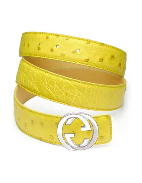 Ersatzgürtel aus STRAUßENLEDER für GUCCI Double G Schnallen