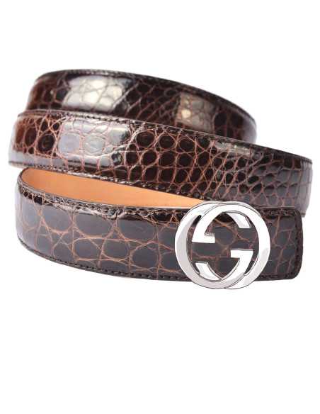 Cinturón de reemplazo de COCODRILO para hebillas GUCCI Doble G