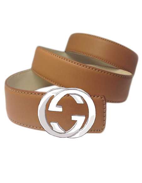 Correa de reemplazo de cuero liso para hebillas GUCCI Double G